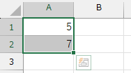 A1セルとA2セルを両方選択