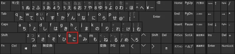 Bキーを押す