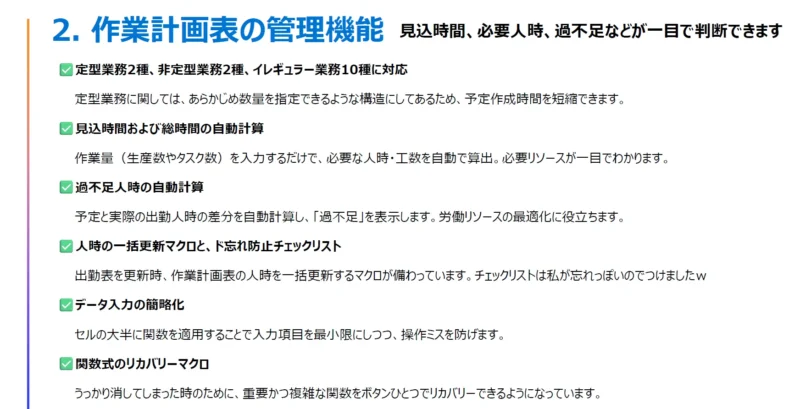 面倒な作業計画の人員計算を自動化